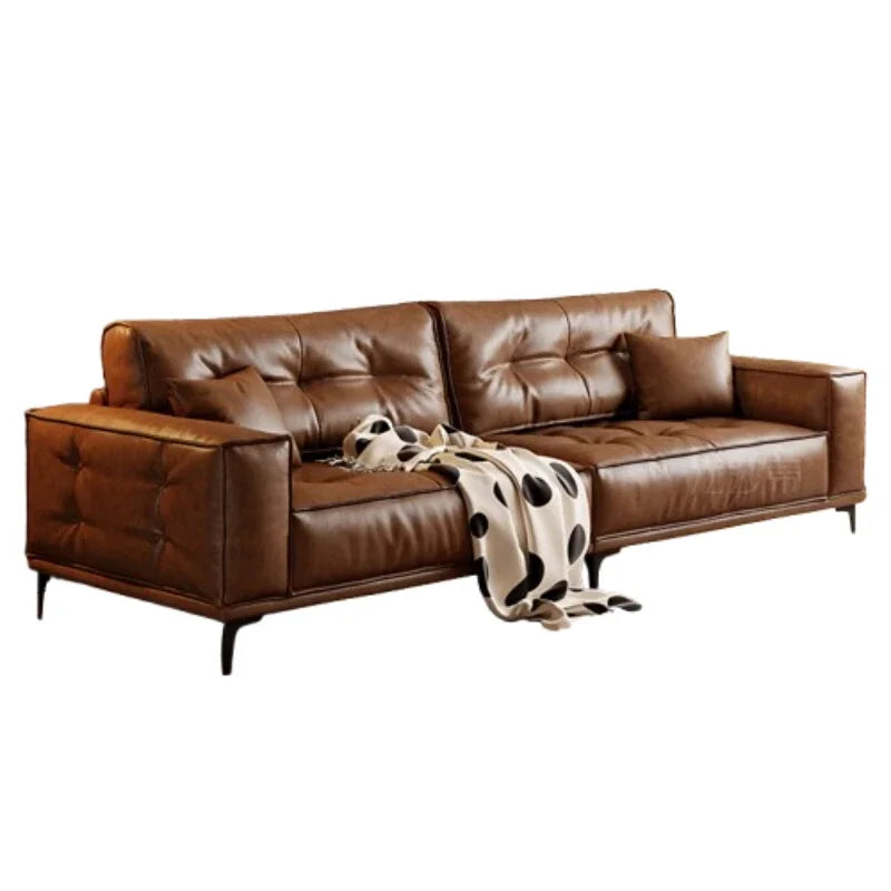 Designer Luxus Ledersofa in Braun – Oversize L-Form Wohnlandschaft für stilvolle Wohnzimmer & exklusive Villen