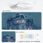 Weihnachtliche XXL PU Leder Schreibtischunterlage - Alfombrilla de ratón con dibujos animados Kawaii para ordenador, teclado y portátil 