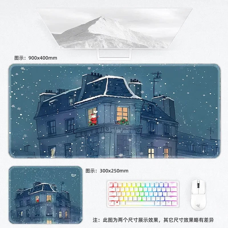 Weihnachtliche XXL PU Leder Schreibtischunterlage – Kawaii Cartoon Mousepad für Computer, Tastatur & Laptop