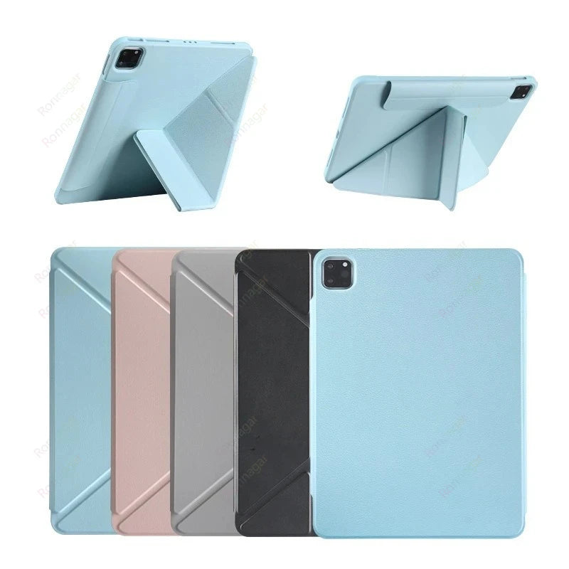 PU Leder Case für iPad Air 11 & 13 (2024–2025) und iPad Pro 11 / 12.9 – Tablet Schutzhülle mit Multi-Angle Stand & Wake-Sleep Funktion
