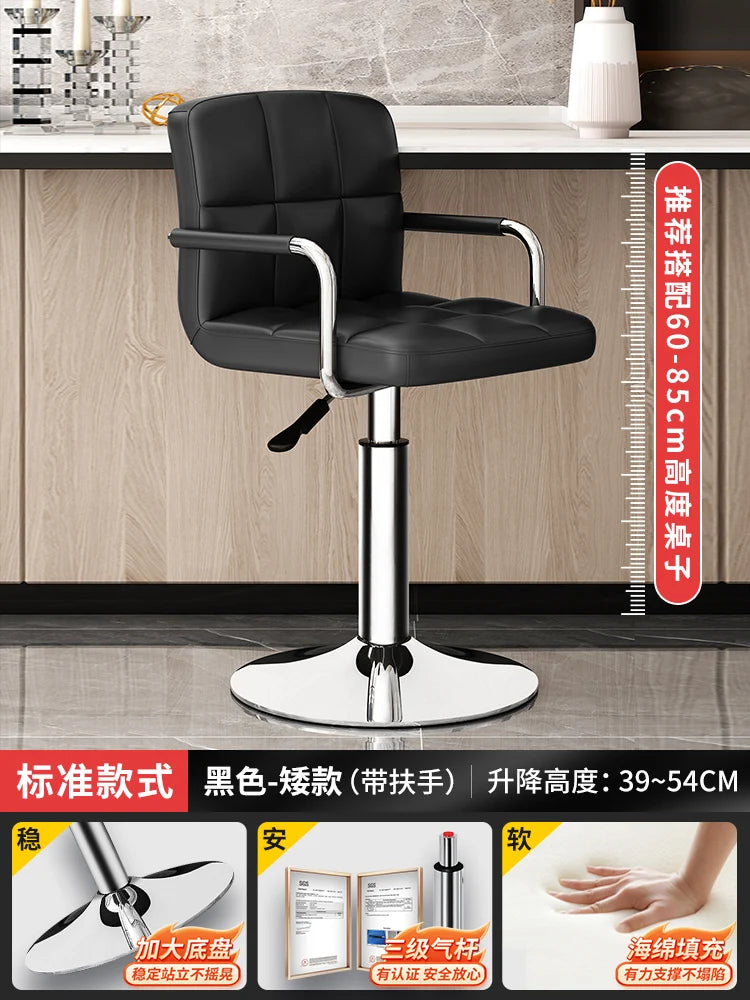 Designer Leder Barhocker in Schwarz – Moderner minimalistischer Barstuhl, ergonomisch & komfortabel für Bar, Schlafzimmer und Gewerbe