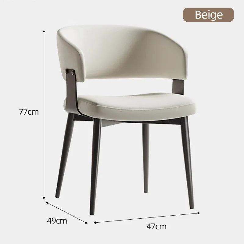 Moderne Leder-Esszimmerstühle mit umlaufender Rückenlehne – Elegante Luxus-Küchenstühle mit Stahlbeinen für Wohnzimmer, Café & Restaurant