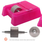 Quadratisches Lederkanten-Farbroller Set - Profi Oil Edge Box Werkzeug mit Zahnrädern für saubere Lederkanten (Rosé-Rot) 