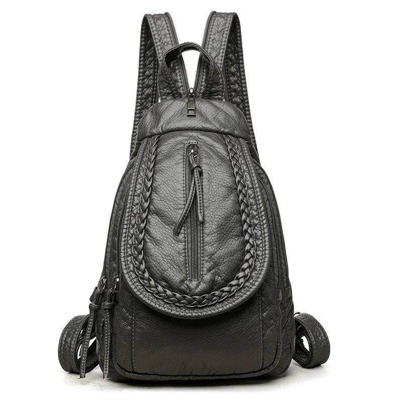 VANDERWAH Damen Rucksack Weiß – Kleiner PU Leder Rucksack mit mehreren Fächern, weich & vielseitig