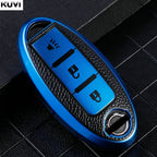 Premium Leder-TPU Autoschlüssel Hülle für Nissan & Infiniti – Robuste Key Case Cover Schale für Qashqai, X-Trail, Juke & mehr