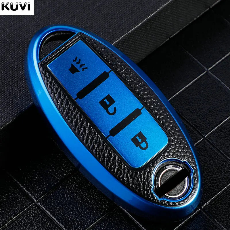 Premium Leder-TPU Autoschlüssel Hülle für Nissan & Infiniti – Robuste Key Case Cover Schale für Qashqai, X-Trail, Juke & mehr