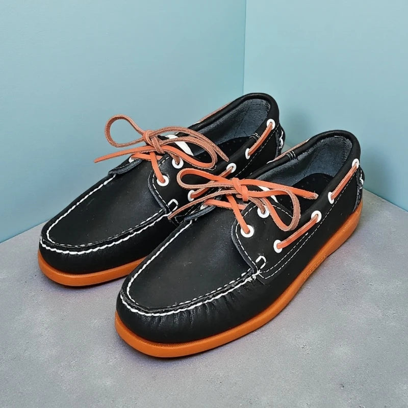 Herren Echtleder Loafer & Mokassins – Handgefertigte Driving Shoes aus Rindsleder, Klassische Bootsschuhe für Freizeit & Alltag