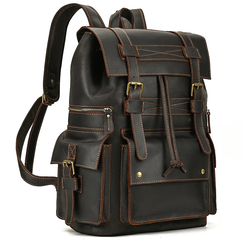 NEWSBIRDS Herren Leder Rucksack – Vintage Luxus Daypack aus echtem Rindsleder für Business, Reise & Schule