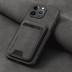 Funda de cuero tipo billetera lujosa para iPhone 12–17 Pro Max y Plus – Funda práctica de cuero sintético de alta gama con tarjetas y protección
