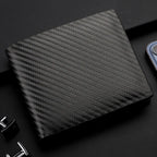 Carbon Fiber Herren Kurzgeldbörse – Slim Wallet mit Kartenfächern, Reißverschlussfach &amp; Münzfach