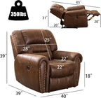 Fauteuil de relaxation électrique en cuir avec prise USB – Fauteuil inclinable simple classique pour salon et salle de bain (Nussbraun) 