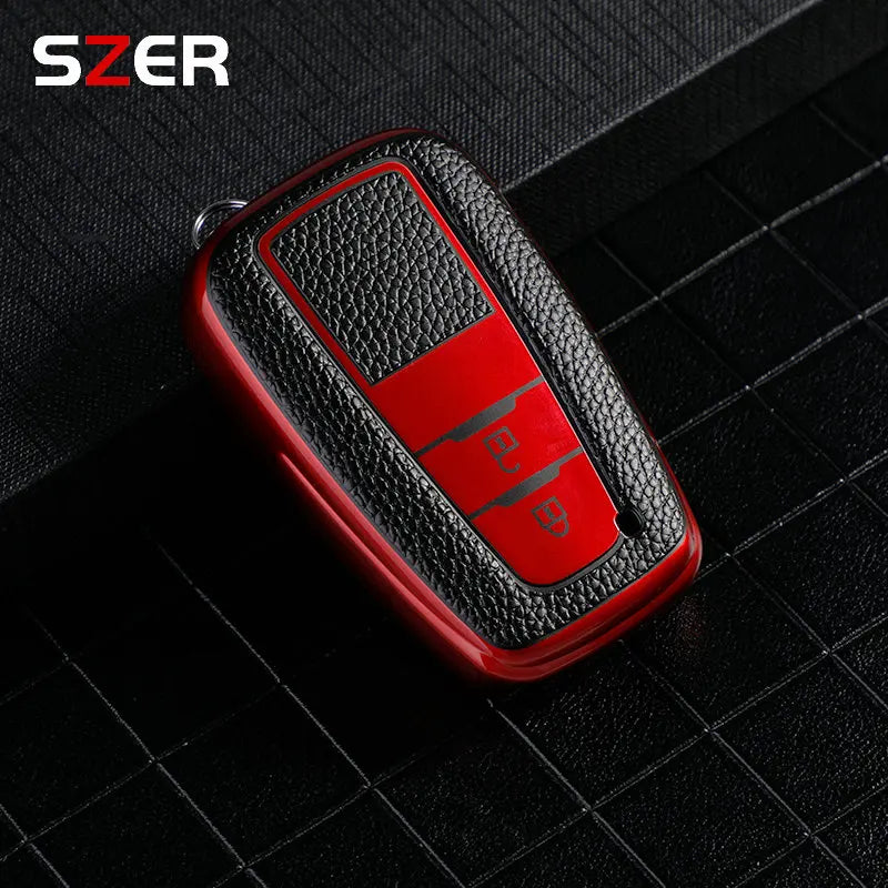 Premium Leder-TPU Autoschlüssel Hülle für Toyota – Robuste Key Cover Schale für Prius, Camry, Corolla, C-HR, RAV4 & Prado (ab 2018)