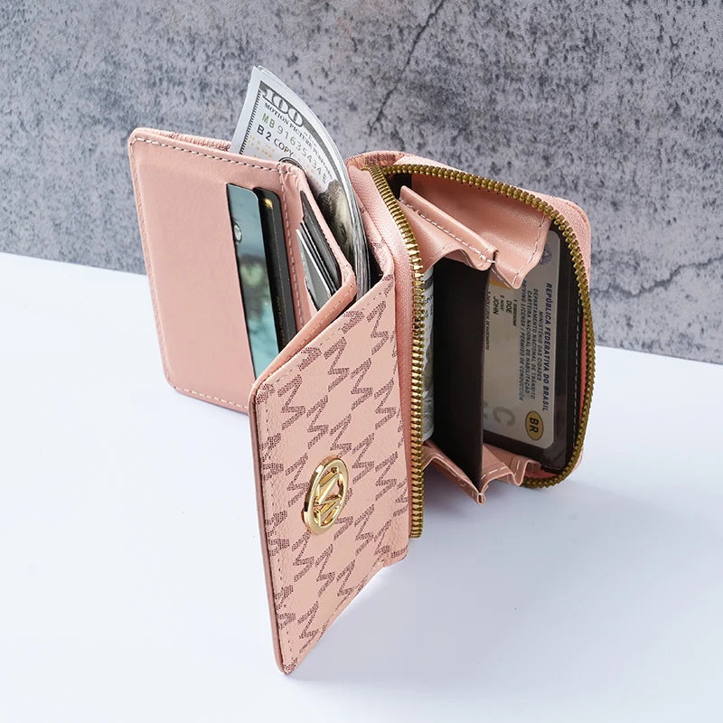 Damen Kurzgeldbörse – PU-Leder Wallet mit Cartoon-Print, Münzfach & Multi-Kartenfächern