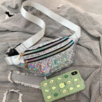 Yogodlns Holografische Fanny Pack – Laser PU-Leder Bauchtasche für Damen, Hologram Waist Bag & Crossbody Hip Bag
