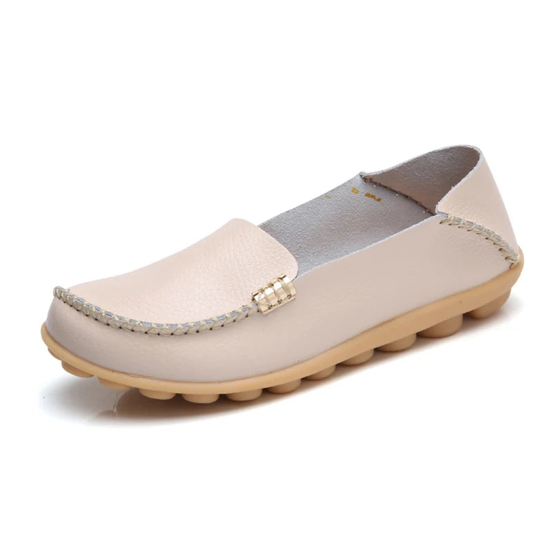 KUIDFAR Damen Flats 2024 – Bequeme Slip-On Loafers aus echtem Leder, Soft Moccasins für Alltag und Freizeit, Plus Size