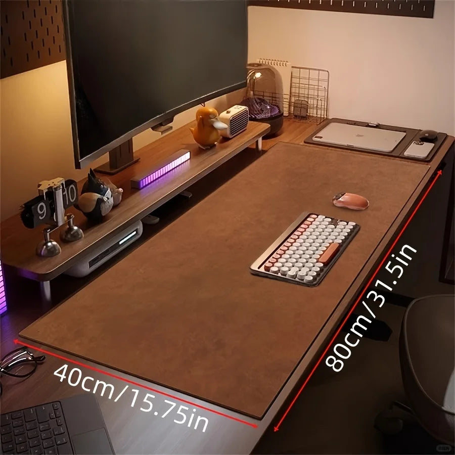 Retro XXL Leder Schreibtischunterlage im Cowhide-Design – Beidseitige, Wasserdichte Desk Pad für Büro &amp; Business
