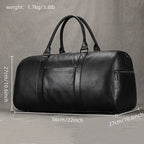 Newsbirds Premium Leder Reisetasche 50 cm - Weiche Cowhide Duffle Bag aus echtem Leder, schwarze Weekend- &amp; Handgepäcktasche für Damen und Herren 