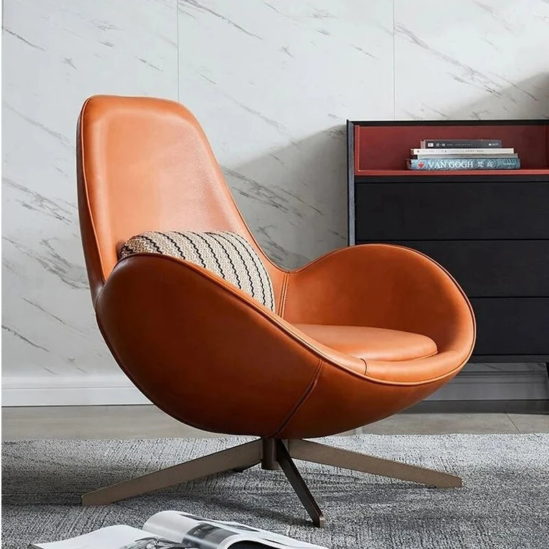 Moderner Drehbarer Lounge Chair aus PU-Leder mit Metallfuß – Komfortabler Relaxsessel für Wohnzimmer, Apartment & Hotel
