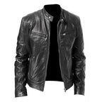 Herren Motorrad PU-Lederjacke – Casual Slim-Fit Bikerjacke mit Reißverschluss &amp; Umlegekragen, coupe-vent Übergangsjacke pour Frühling &amp; Herbst