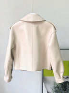 Fitaylor Damen PU Lederjacke – Casual Motorradjacke für Frühling & Herbst, winddichte Faux Leather Jacke mit Knopfverschluss