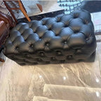 Luxuriöser Schuhwechsel-Hocker aus Leder – Moderner Sofa- & Sitzhocker in Schwarz für Wohnzimmer & Flur