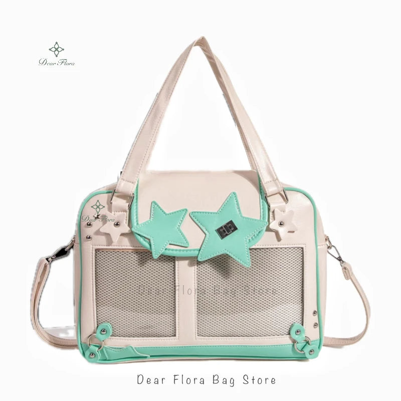 Y2K Star Ita Bag en cuir PU – Sac à bandoulière et pochette tendance avec pochette d'affichage transparente pour les designs DIY 