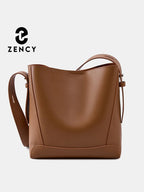 ZENCY 2025 Trend Shopper – Bolso de mano doble con correa de vaca y bolso tipo cubo para mujer, bolso de mano grande