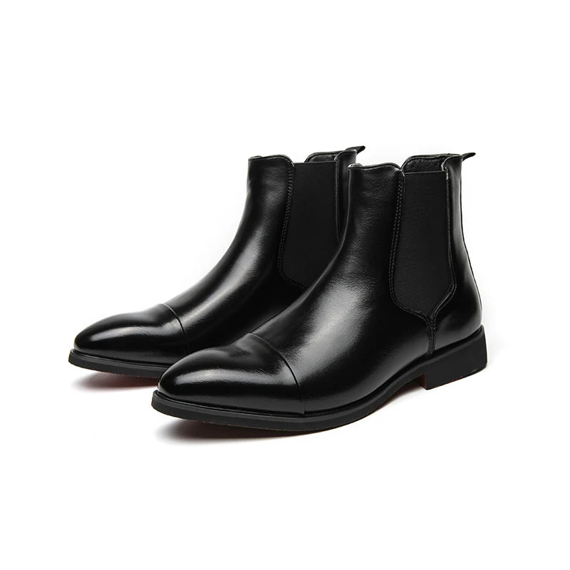 Pefect By Herren Chelsea Boots – Business Slip-On Stiefel mit roter Sohle, PU Leder, Runde Zehenform, Größen 38-46