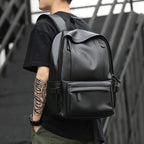 TANGHAO Sac à dos en cuir pour ordinateur portable unisexe – Sac à dos d'affaires résistant à l'eau avec port USB pour 14–15,6 pouces, voyages et voyages 