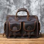 NZPJ Vintage Herren Leder-Aktentasche - Bolso bandolera de piel de vaca Crazy Horse para ordenador portátil, envío y viaje