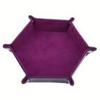 Sechseckiger Leder Würfeltray – Faltbare PU-Leder Dice Tray mit Samt-Innenfläche für Tabletop Gaming & Büro-Organisation