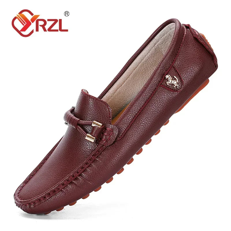 YRZL Herren Loafer 2025 – Handgefertigte Mokassins aus PU-Leder, Komfortable Slip-On Flats in Übergrößen bis 48