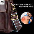 BULLCAPTAIN Herren Leder Schultertasche – Sac à bandoulière rétro business avec grande capacité