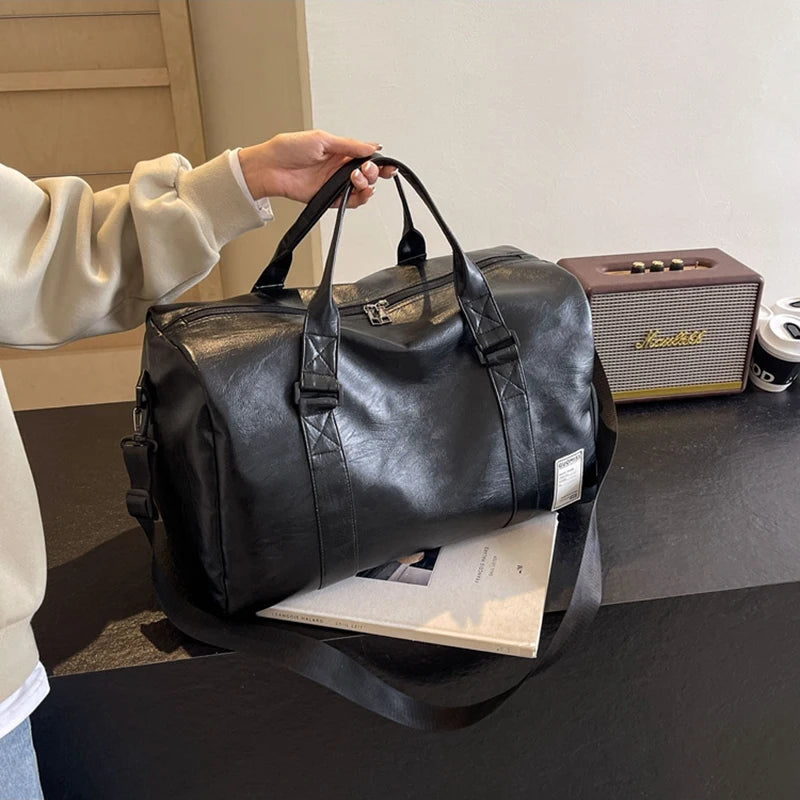 Modische Damen Reise- &amp; Sporttasche en PU-Leder – Grand fourre-tout et sac de sport avec housse, sac de fitness et sac de week-end