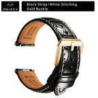 MAIKES Brassard de luxe en cuir avec dégagement rapide - Brassard Premium 20 mm / 21 mm / 22 mm avec fermeture papillon pour brassard élégant