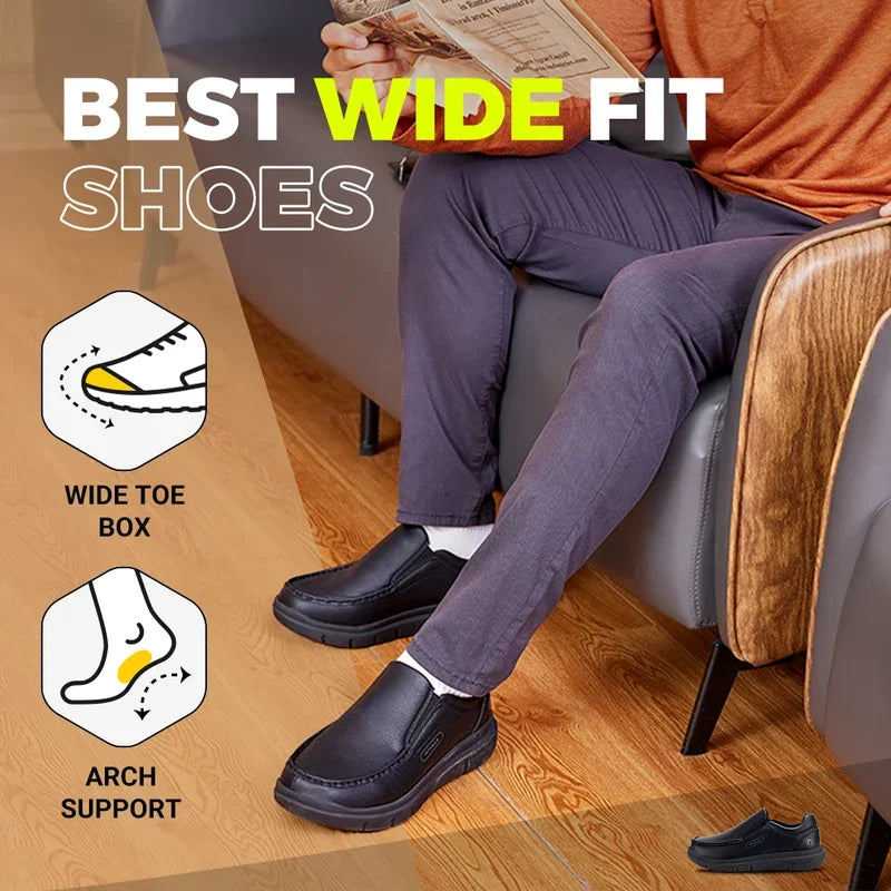 Fitville Herren Slip-On Lederschuhe – Mocasines extra cómodos, ligeros y cómodos para todas las etiquetas y frecuencias 