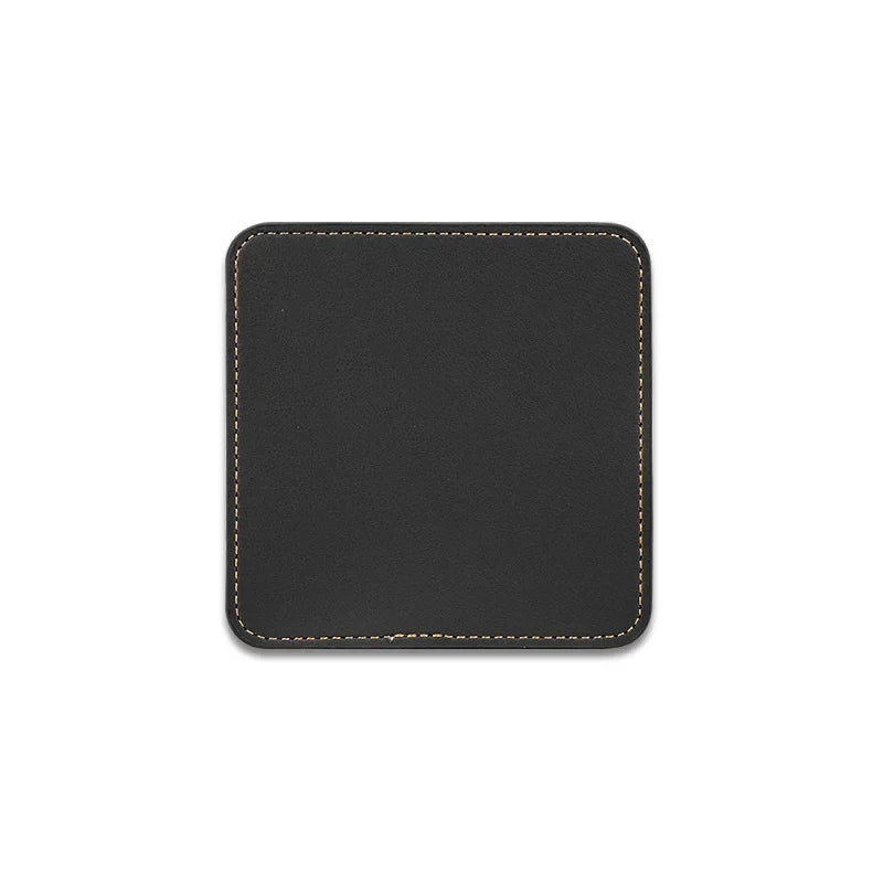 5er-Set personalisierte Getränkeuntersetzer aus PU-Leder – Runde, hitzebeständige Unterlagen Ø 11 cm mit Wunschdesign 