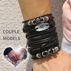 Viking Lederarmband mit Totenkopf – Verstellbares Herren- & Unisex Armband im Neo-Gothic Stil, Geflochtenes Lederarmband