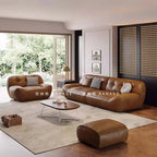Luxus Leder Sofa für das Wohnzimmer – Modernes europäisches Design, elegante Wohnlandschaft für stilvolle Raumgestaltung
