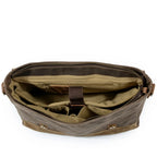 MUCHUAN Herren Vintage Waxed Canvas Messenger Bag – Wasserdichte Schultertasche mit Lederakzenten für Büro & Alltag