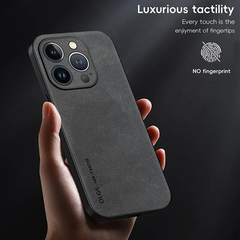 Luxuriöse iPhone Lederhülle aus Schafsleder – Matte Premium Handyhülle mit Rundumschutz pour iPhone 16, 15, 14, 13, 12, 11 Pro Max, Plus, X, XS &amp; XR