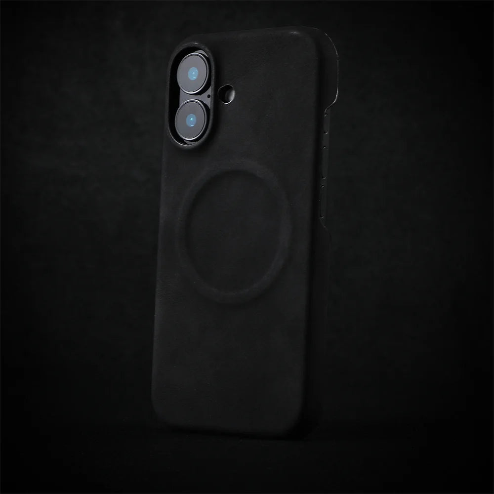 Business Magnetische Lederhülle aus Schafleder-Optik für iPhone 12–17 Air & Pro Max – Luxus Hard Case mit Stoßschutz & Wireless Charging