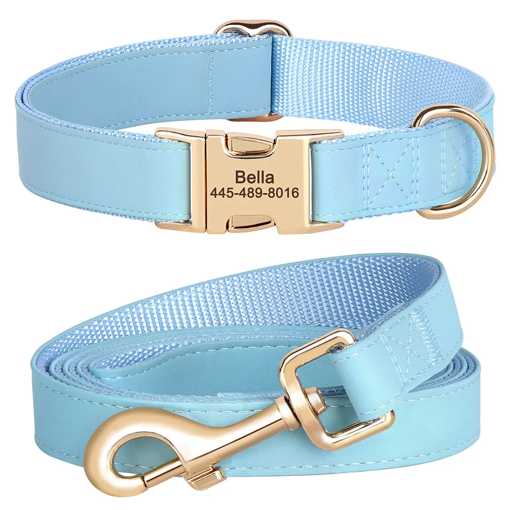 Ensemble de harnais et de laisse personnalisés pour chiens en cuir PU – Attaches individuelles avec ceinture pour petits et grands chiens 