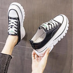 Damen Plateau Sneaker aus echtem Leder – 6,5 cm High Platform Chunky Sneakers für Frühling & Herbst