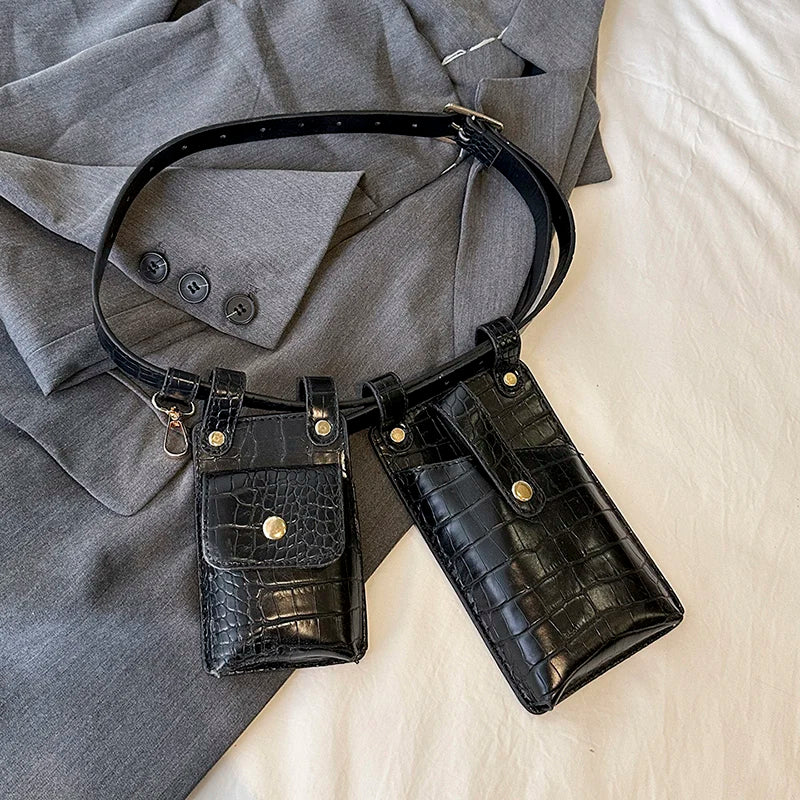 LXHYSJ Damen 2-in-1 Bauchtasche – Leder Crossbody & Chest Bag, Designer Mini Fanny Pack für Frauen 2024