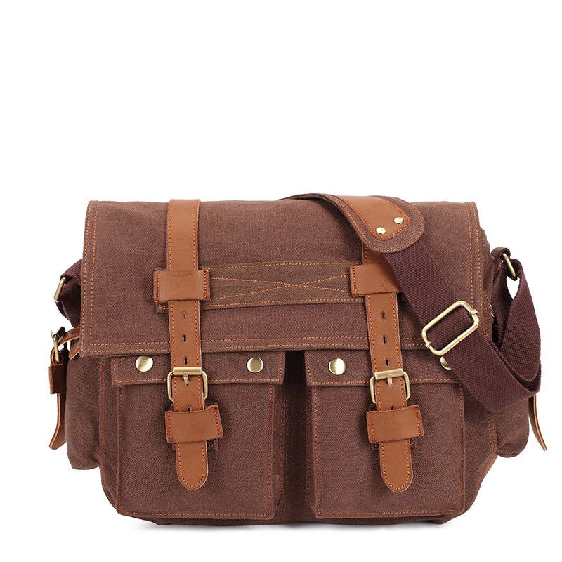 Herren Canvas & Leder Messenger Bag – Vielseitiger Reise- und Laptop-Rucksack