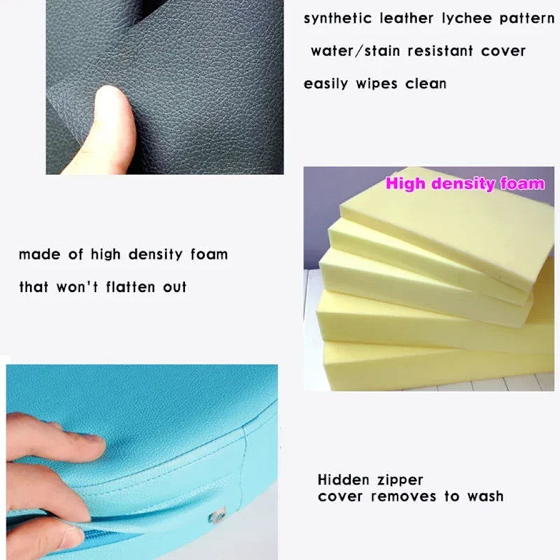 Rundes Sitzkissen aus Kunstleder Ø35 cm – Wasserdichtes, dick gepolstertes Stuhlkissen für Büro, Zuhause & Fahrzeug