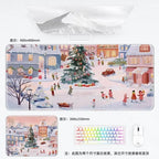 Weihnachtliche XXL PU Leder Schreibtischunterlage - Alfombrilla de ratón con dibujos animados Kawaii para ordenador, teclado y portátil 