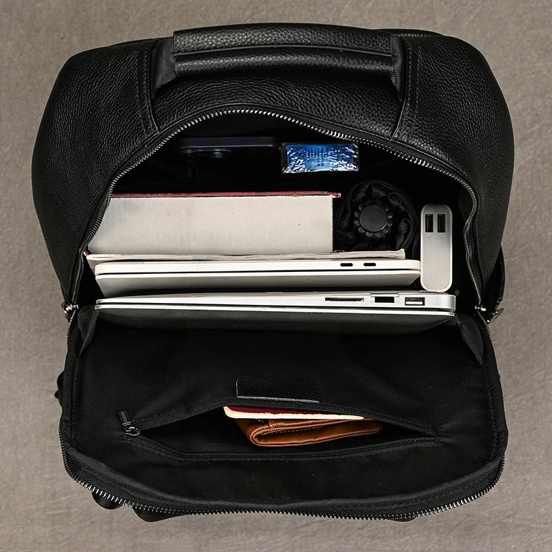 Luufan Herren Leder-Rucksack – 15,6 Zoll Laptop Backpack, Wasserdicht, Business & School Daypack aus Echtleder