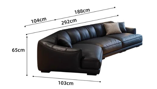 Modernes minimalistisches Leder Ecksofa – Italienisch-Nordisches Design für das Wohnzimmer, luxuriöse Lounge Couch in L-Form